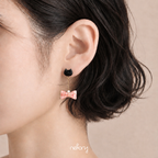 Blush Earrings - Cat & Ribbon Dangle