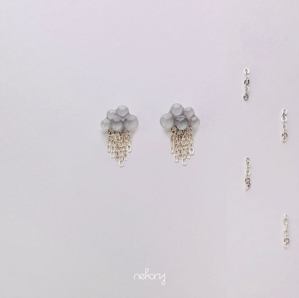 Silver Rain Earrings - Grey Clouds