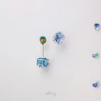 Blue Mist Earrings - Round Asymmetric