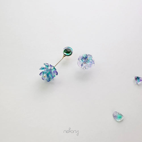 Blue Mist Earrings - Round Asymmetric
