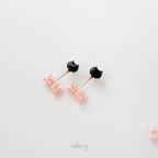 Blush Earrings - Cat & Ribbon Dangle