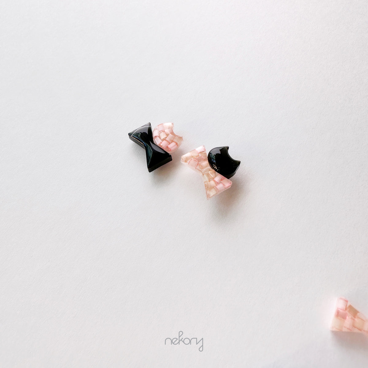 Blush Earrings - Cat & Ribbon Studs