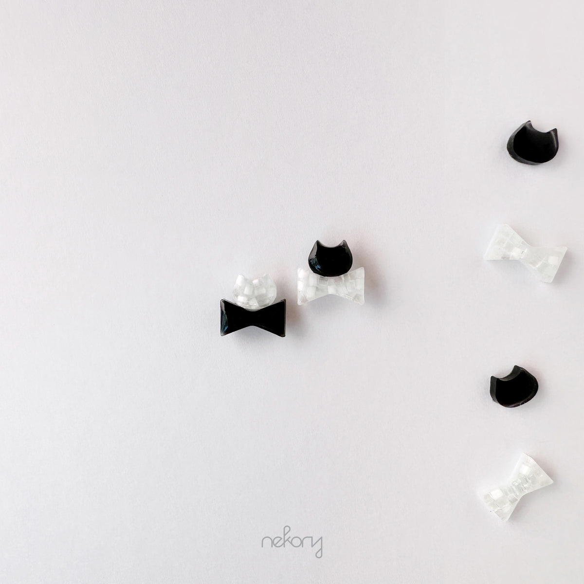 Luna Earrings - Cat & Ribbon Studs