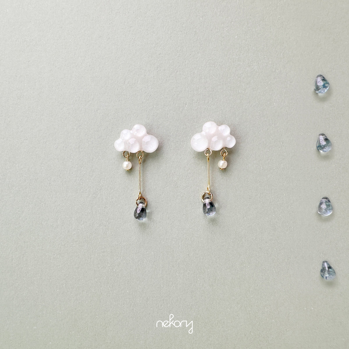 Drizzle Earrings - White Clouds