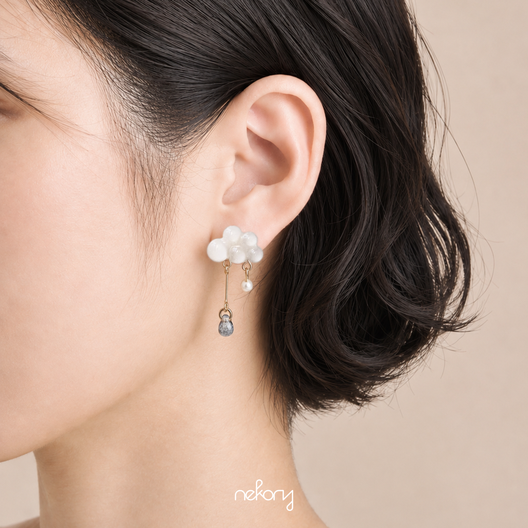 Drizzle Earrings - White Clouds